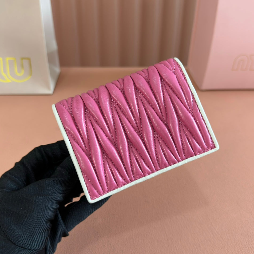 Small Matelassé Nappa Leather Wallet Fuchsia