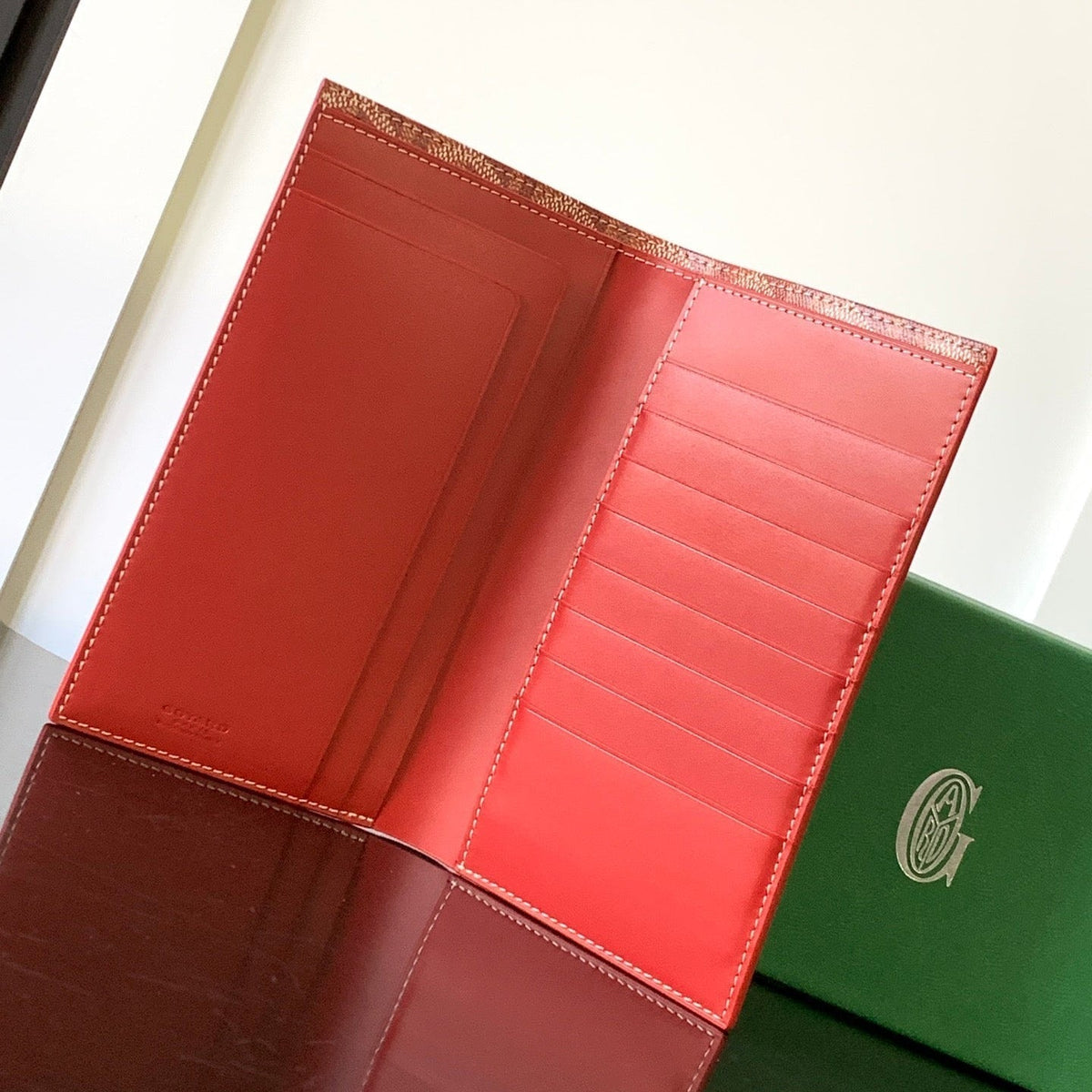 Goyard Richelieu Checkbook Wallet 19 in Persian Red Goyardine Canvas and Calfskin